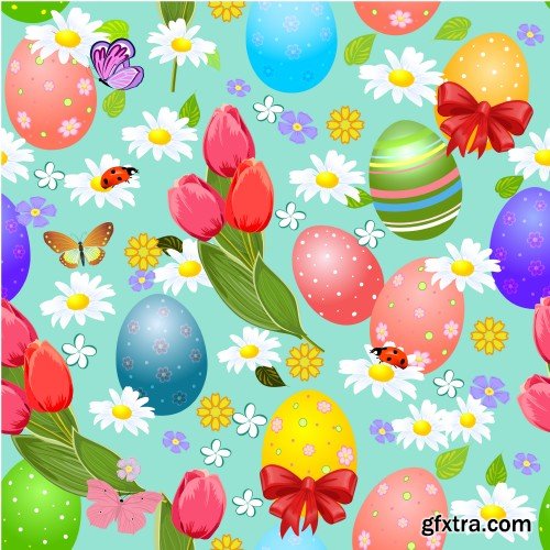 Happy Easter, Easter vector texture with rabbits