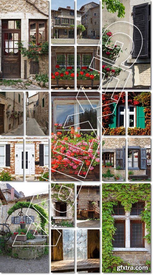 Medieval, Old stone house at medieval village Perouges in France - Stock photo