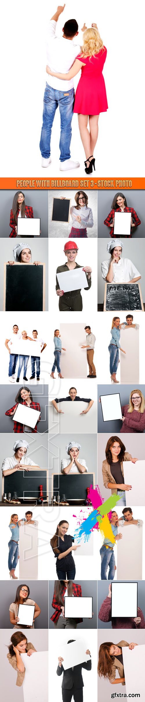 People with billboard set 3 - Stock Photo