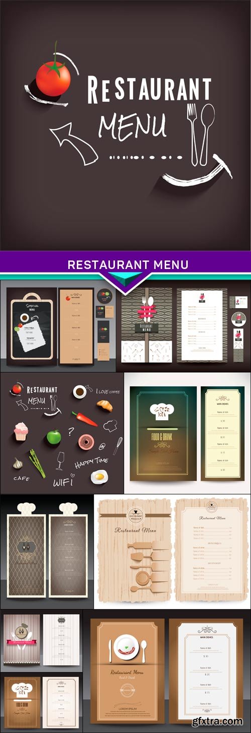 Vintage style restaurant menu design 10x EPS