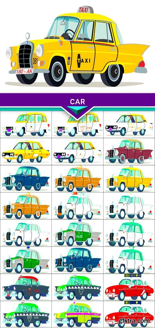 Caricatura Mercedes Benz Car Taxi 25x EPS