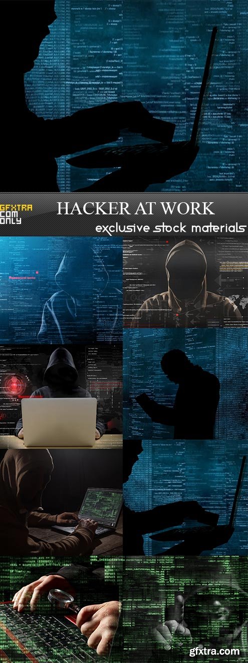 Hacker at work, 8  x  UHQ JPEG