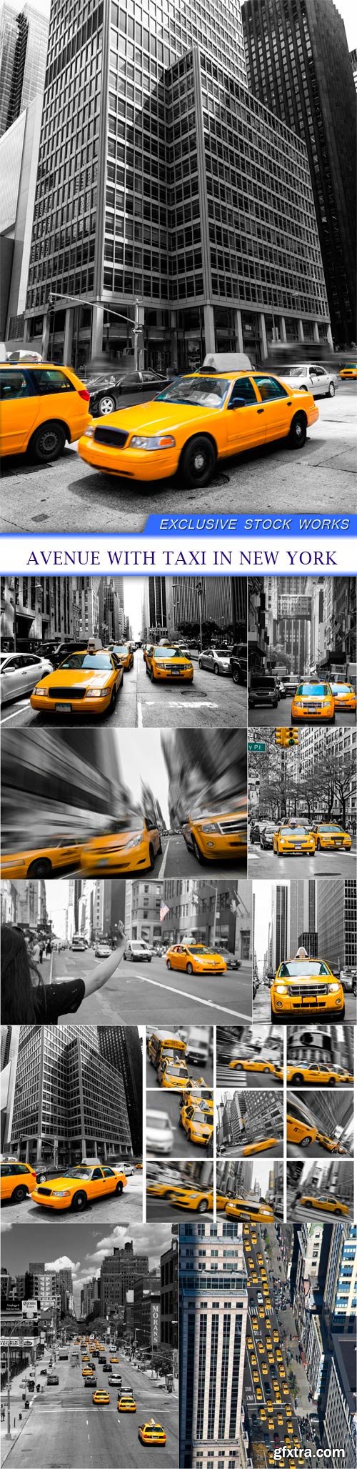 Avenue with taxi in New York 10X JPEG