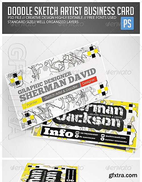 GraphicRiver - Doodle Sketch Artist Business Card 4900099