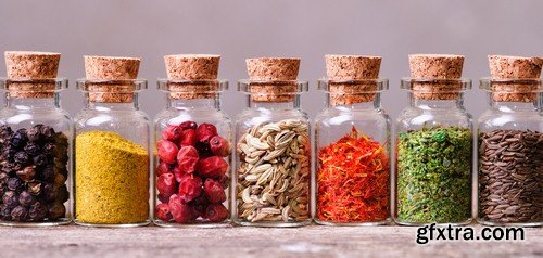 Spices in bottles