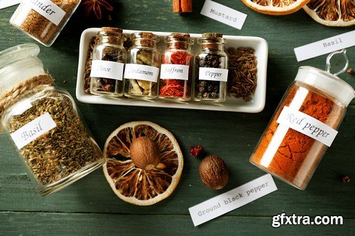 Spices in bottles