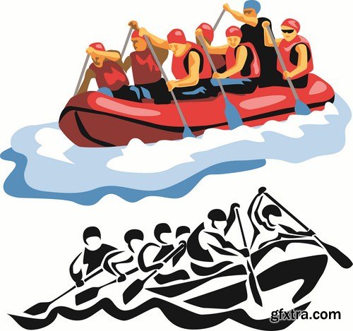 Rafting Travel Collection - 25 Vector