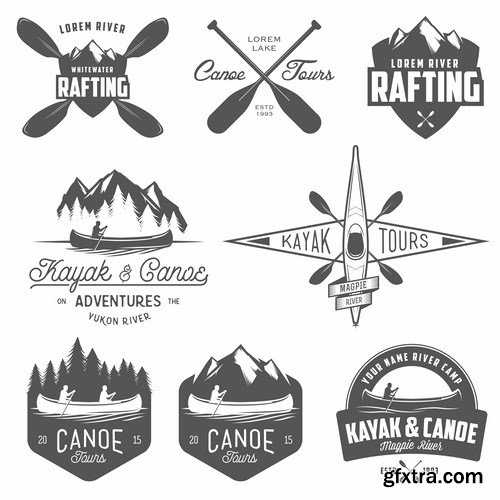 Rafting Travel Collection - 25 Vector