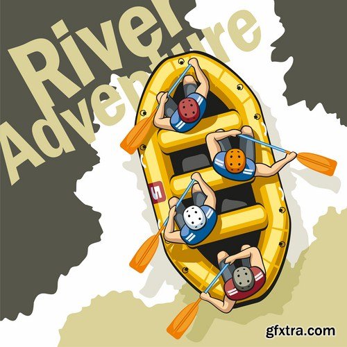 Rafting Travel Collection - 25 Vector