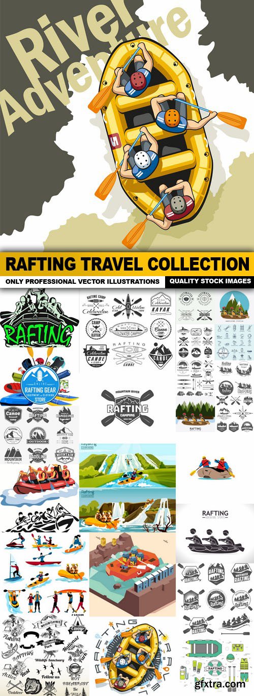 Rafting Travel Collection - 25 Vector