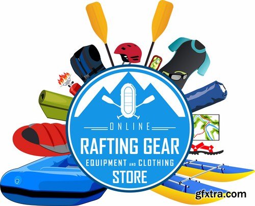 Rafting Travel Collection - 25 Vector