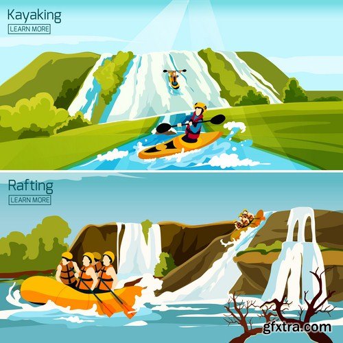 Rafting Travel Collection - 25 Vector