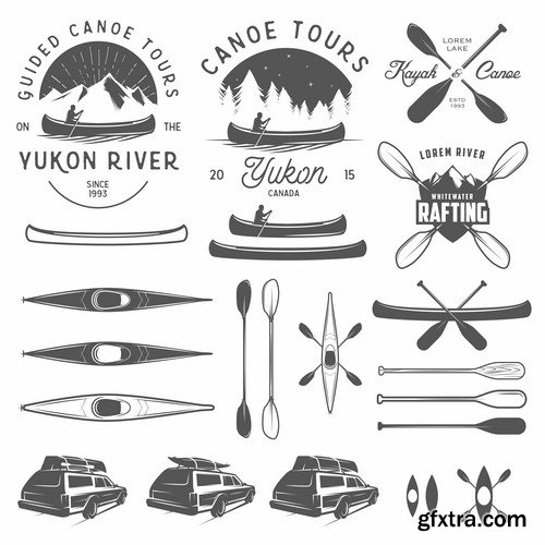 Rafting Travel Collection - 25 Vector