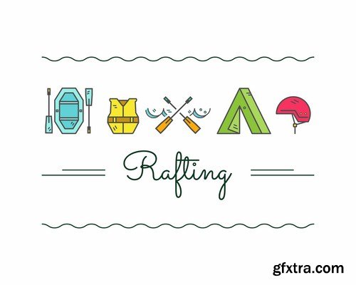 Rafting Travel Collection - 25 Vector