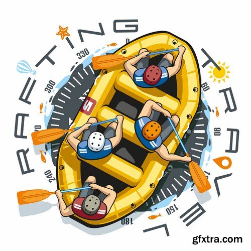 Rafting Travel Collection - 25 Vector