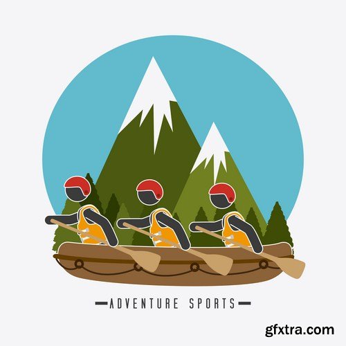 Rafting Travel Collection - 25 Vector