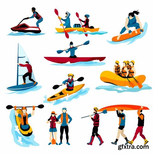 Rafting Travel Collection - 25 Vector