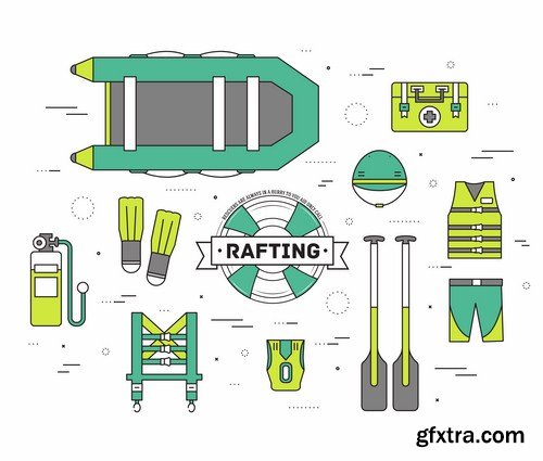 Rafting Travel Collection - 25 Vector