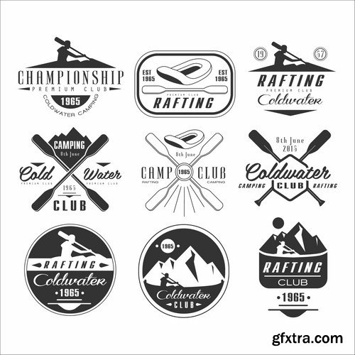 Rafting Travel Collection - 25 Vector