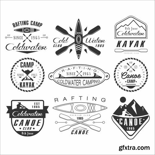 Rafting Travel Collection - 25 Vector