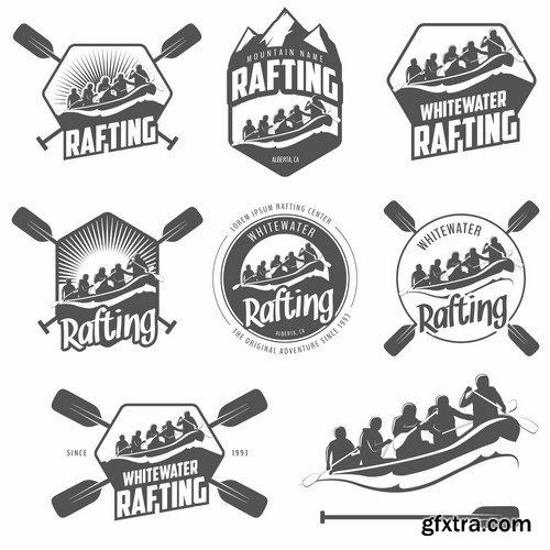 Rafting Travel Collection - 25 Vector