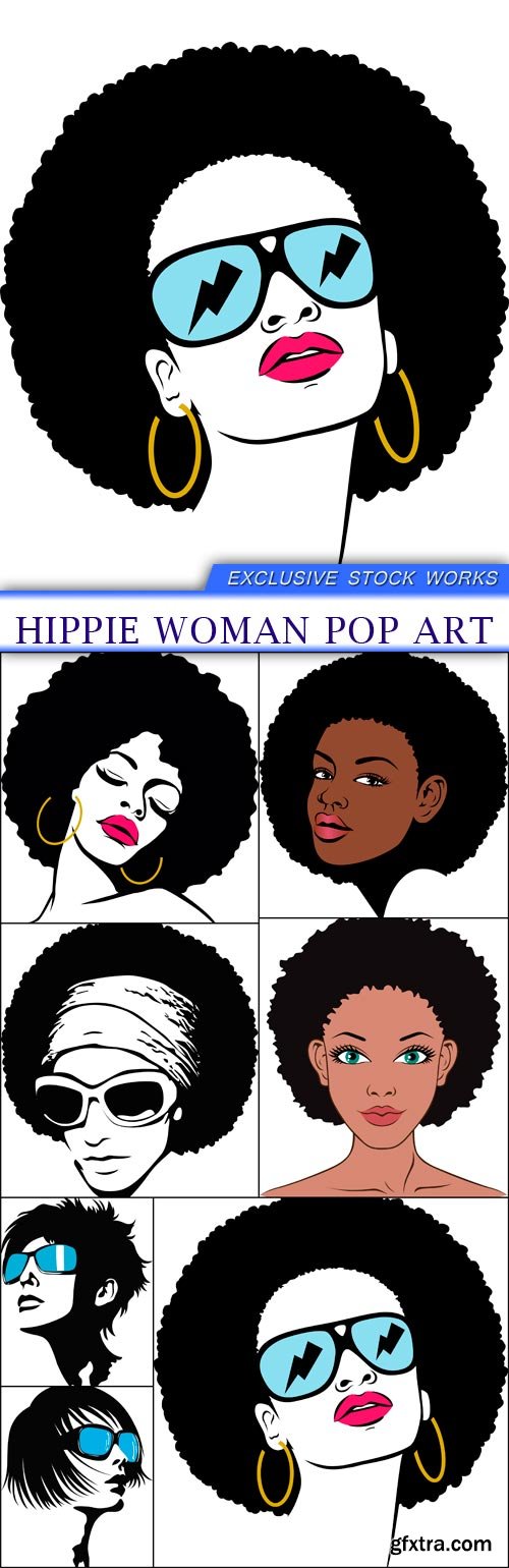 hippie woman pop art 7X EPS