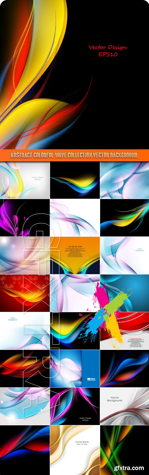 Abstract colorful wave collection vector background