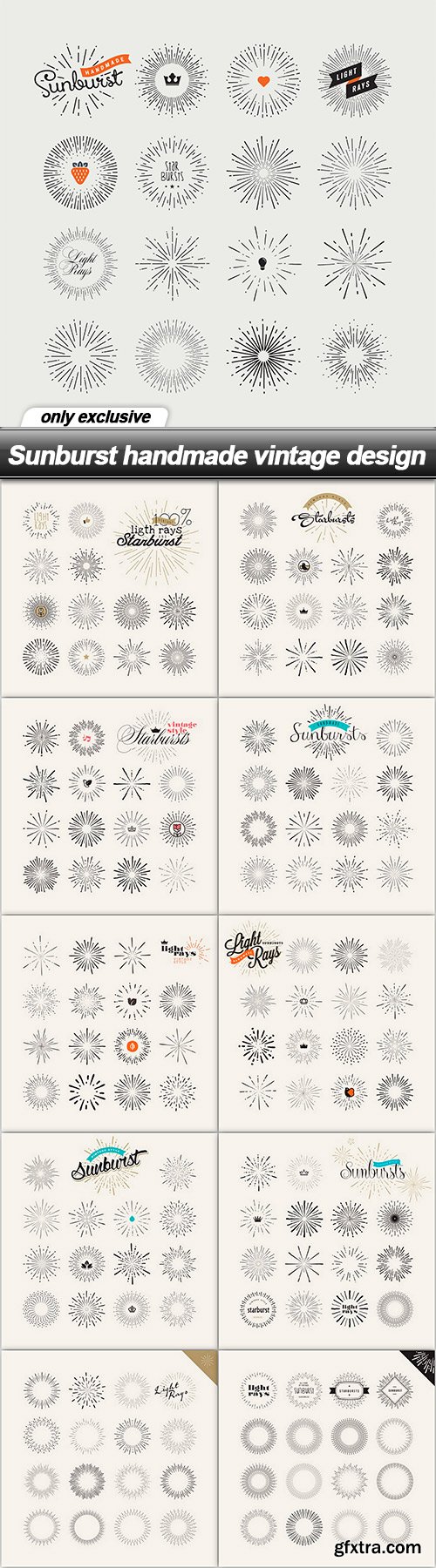 Sunburst handmade vintage design - 11 EPS