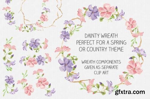 CreativeMarket Watercolor clip art bundle: Clematis 558387