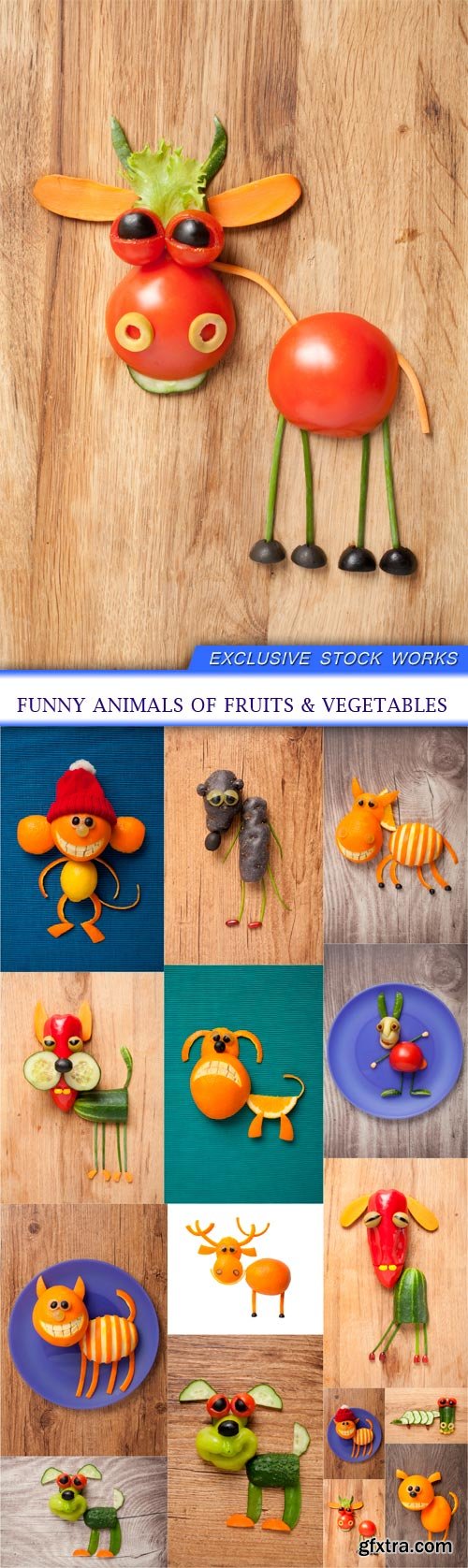 FUNNY ANIMALS OF FRUITS & VEGETABLES 15x JPEG