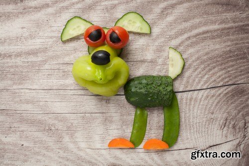 FUNNY ANIMALS OF FRUITS & VEGETABLES 15x JPEG