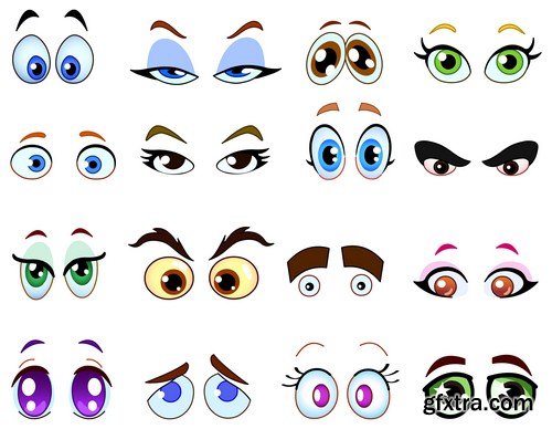 Cartoon mouths and eyes expressions 6x EPS