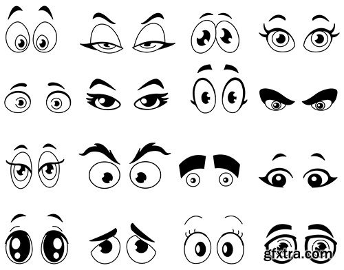 Cartoon mouths and eyes expressions 6x EPS