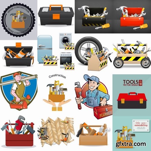 Collection of box tool vector image 25 EPS