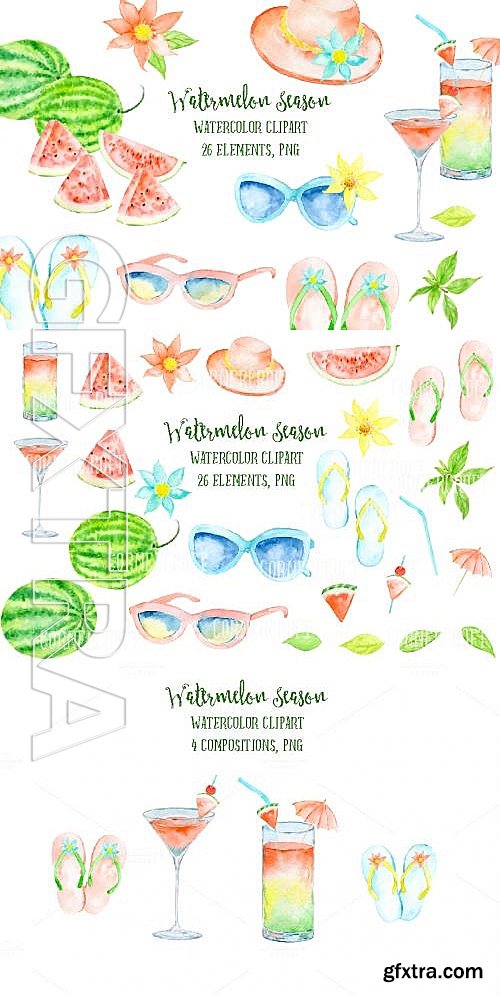 CM - Watercolor Clipart Watermelon Season 564722