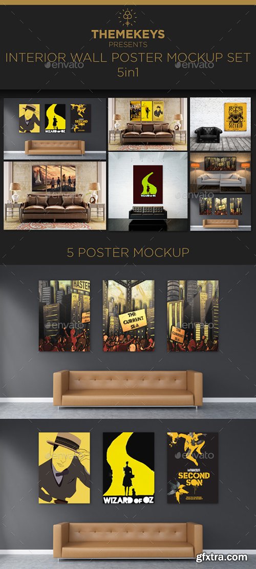 Graphicriver Interior Wall Poster Mockup Set 14907474