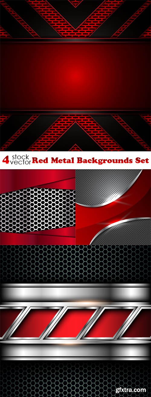 Vectors - Red Metal Backgrounds Set