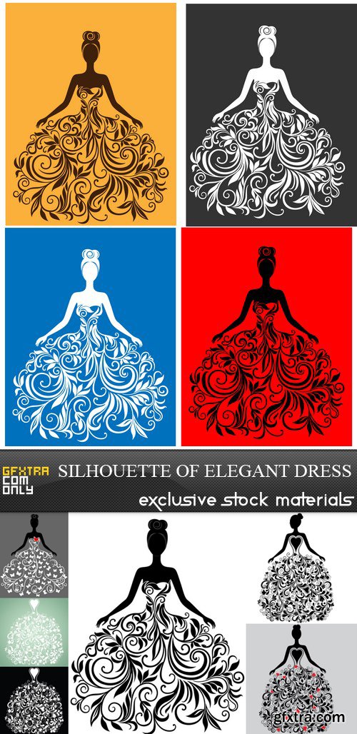 Silhouette of Elegant Dress - 7 EPS