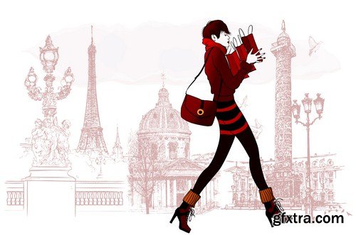 fashion woman in Paris 8X EPS