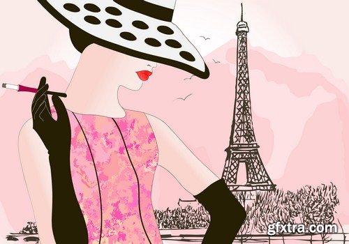 fashion woman in Paris 8X EPS