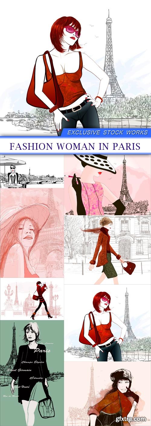 fashion woman in Paris 8X EPS