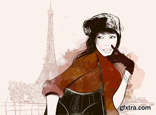 fashion woman in Paris 8X EPS