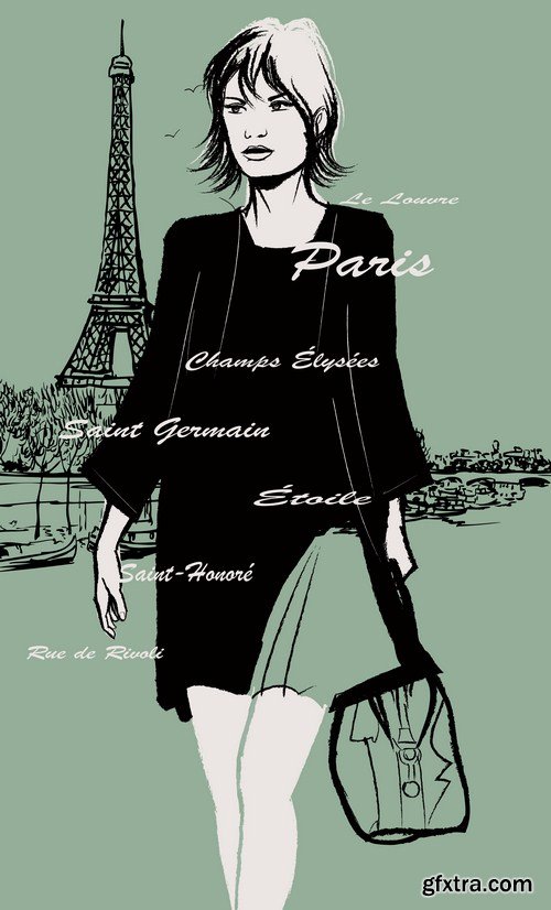 fashion woman in Paris 8X EPS