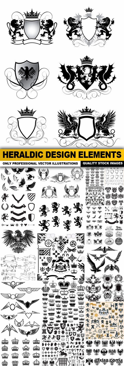 Heraldic Design Elements - 25 Vector