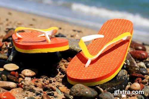 Collection of beach slippers flip flops holiday vacation beach sea decoration 25 HQ Jpeg