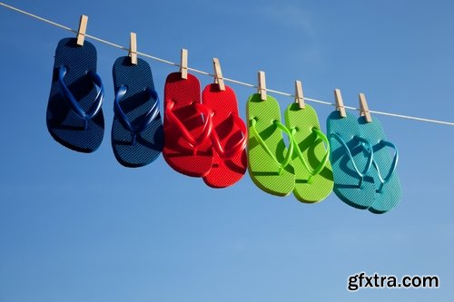 Collection of beach slippers flip flops holiday vacation beach sea decoration 25 HQ Jpeg