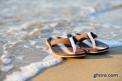 Collection of beach slippers flip flops holiday vacation beach sea decoration 25 HQ Jpeg