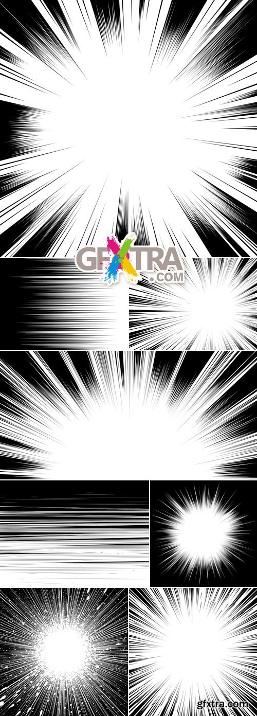 Comic Book Black-White Lines Backgrounds Vector