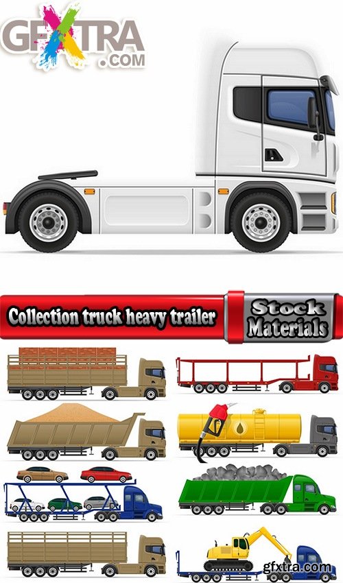 Collection truck heavy trucks trailer car vector image 25 EPS