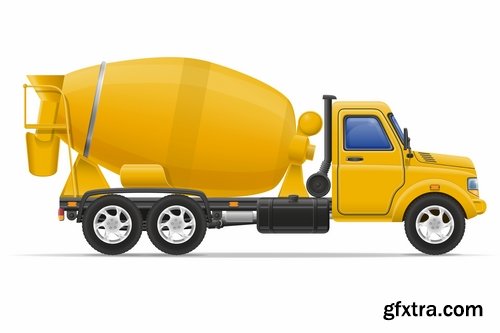 Collection truck heavy trucks trailer car vector image 25 EPS